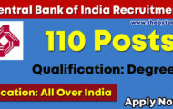 Central Bank of India Recruitment 2022 – Apply Online for 110 Specialist Officer Post